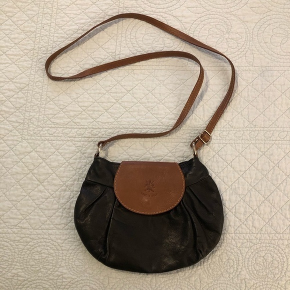 Women's Black & Brown Leather Crossbody Bag